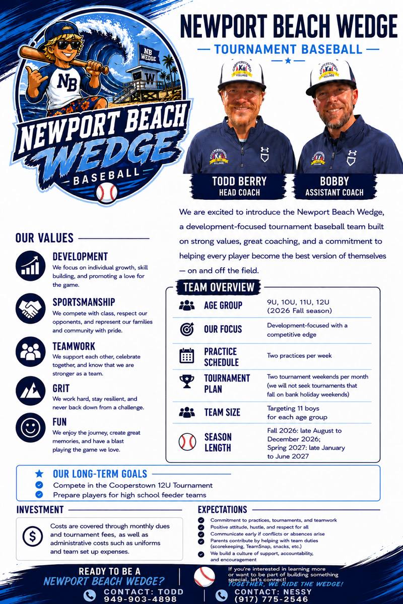 Newport Beach Wedge program flyer